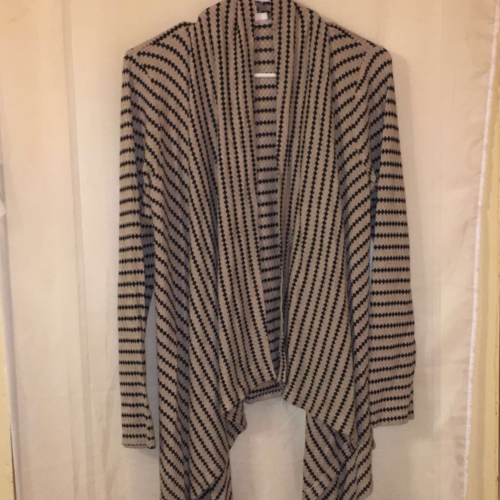 Taupe/black front drape cardigan